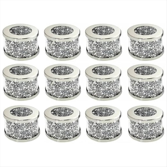 12pcs Crystal Glass Napkin Holder Napkin Rings,Glam Crushed Table Settings Bling Buckles Cloth Holder