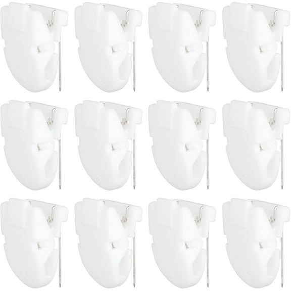 12pcs Cubicle Clips, Plastic Cubicle Hooks for Fabric Walls Panel Push Pin Picture Hangers for Hanging Photos Frame Office Notes Memos Messages Cork Board Bulletin Board Accessories, White