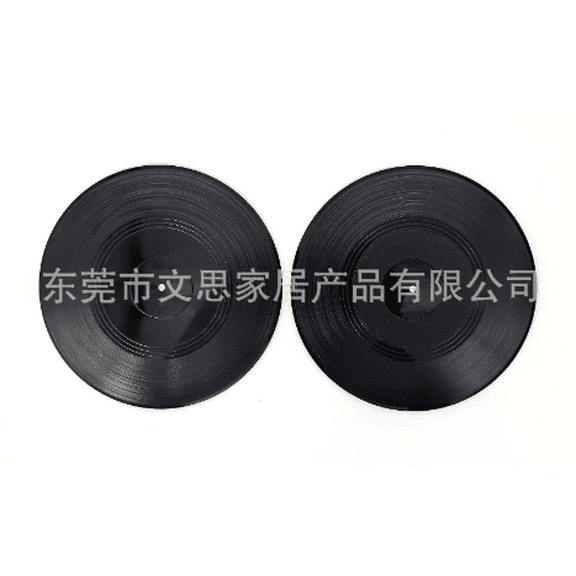 12pcs Cute Coasters: Black Abs Drink Coasters Set - Retro Vinyl Record Design Heat-Resistant Cup Pads For Coffee Tea Beverages