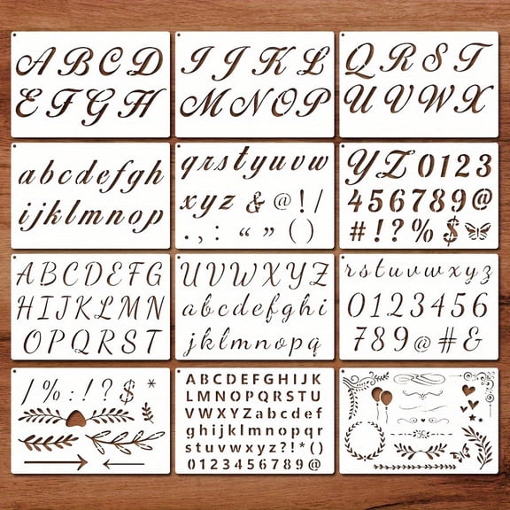 12pcs DIY Painting Stencil, Letter Spray Mold for Christmas Poster Spray DIY Craft