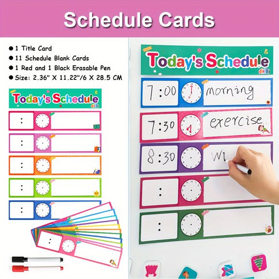 12pcs Daily Routines Schedule Cards Schedule Pocket Chart Add-ons, DIY Visual Schedule for kids, Classroom Decoration, Kids Routine Tracker, Visual Timetable, Engaging Design, Interactive Chart