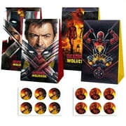 12pcs Deadpool Birthday Party Gift Bags Goodie Bags, Boy Party Supplies for Theme Party Decoration Supplies