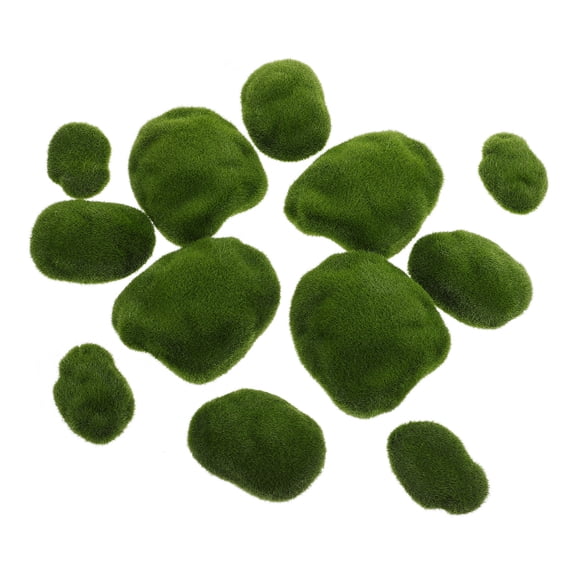 CIMAXIC Realistic Moss Stone Green Foam Flocking for Garden and DIY Decor 12Pcs