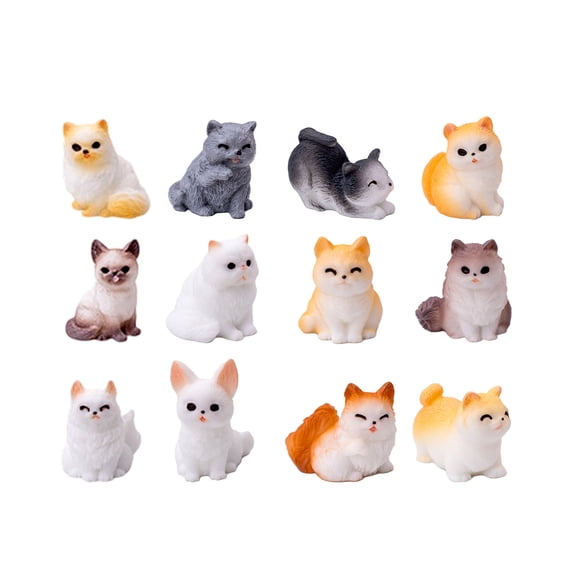 12pcs Detail Cats Model Figure Child Safe Decorative Figurine For Miniature Scene Display And Collector Doll House Props