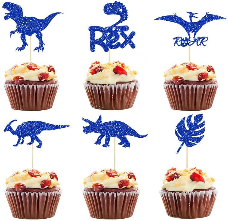 Dinosaur Birthday Cake Topper Set - Cardstock Dino 'RAWR' Design With Number, For Cake Smash & 1st Birthday