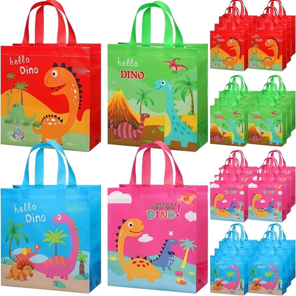 12pcs Dinosaur Gift Bags with Handle Large Gift Wrap Bags Dino Themed Party Favor Dinosaur Christmas Birthday Party Supplies