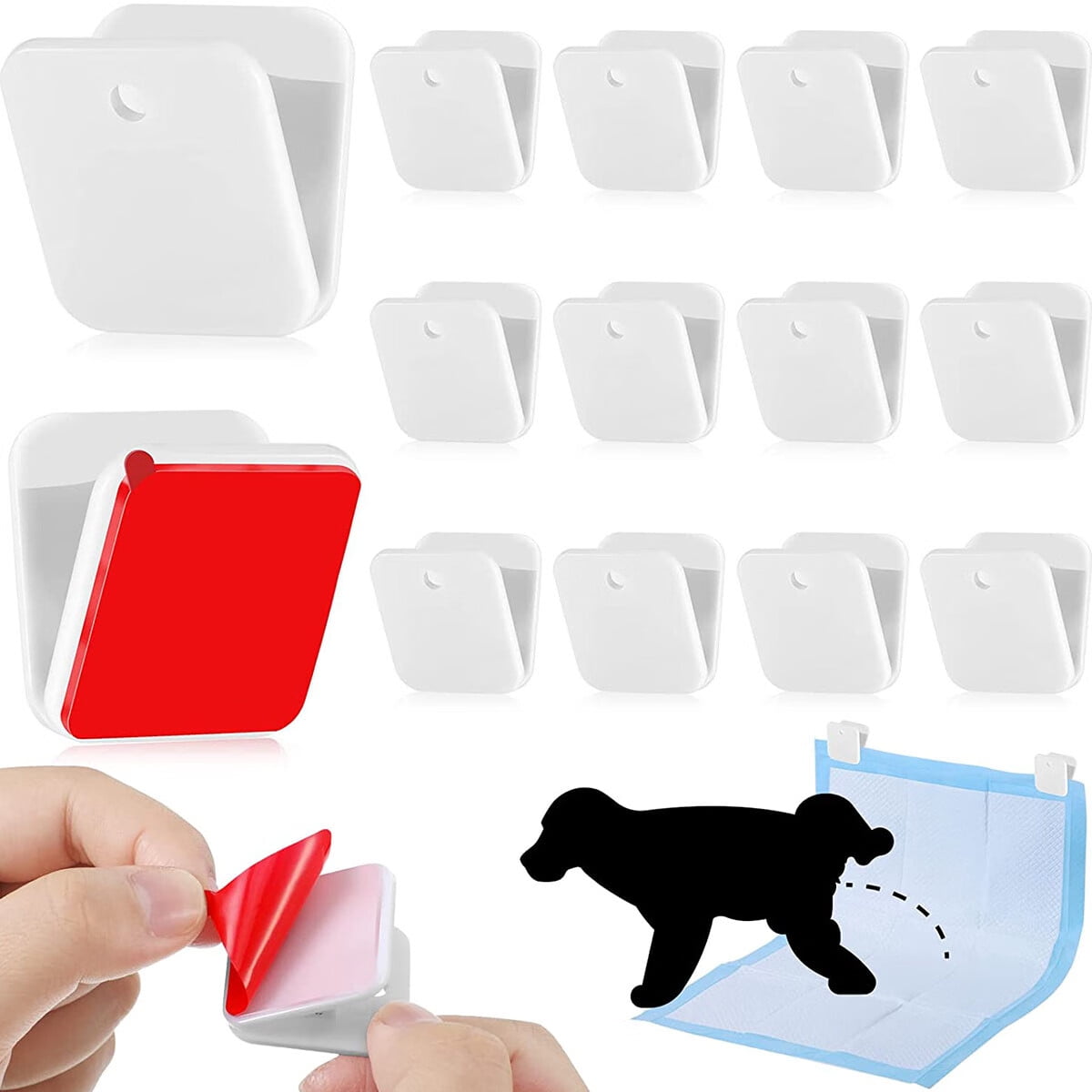 12pcs Dog Wall Pee Pad Holder Selfsticky Pee Pad Wall Clip Keeps Your