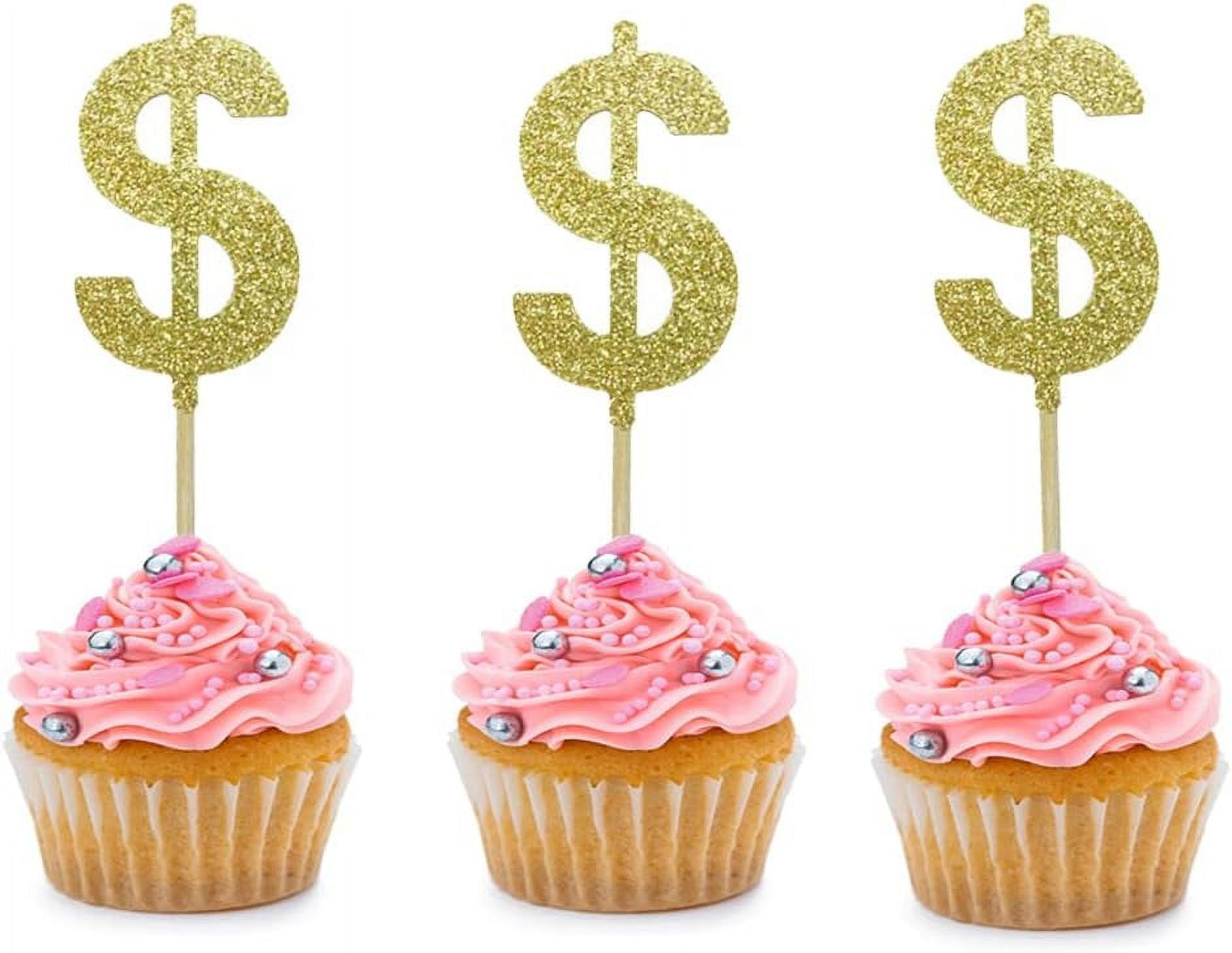 12pcs Dollar Note Cupcake Topper $ Cake Picks for Business Theme Party ...