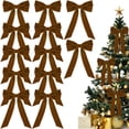 thumbnail image 1 of 12pcs Double-Layer Velvet Christmas Tree Bow Decoration - Soft Velvet Bows for Christmas Tree & Wreath, Festive Holiday Decor, Easy to Attach to Branches, 9.1*13in, Brown, 1 of 8