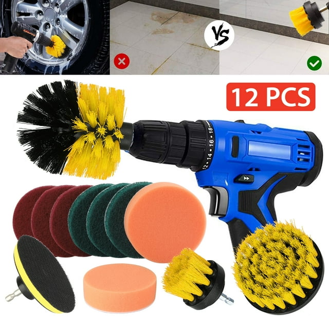 12pcs Drill Brush Car Detailing Kit, TSV Car Wheel Tire Cleaning Brush