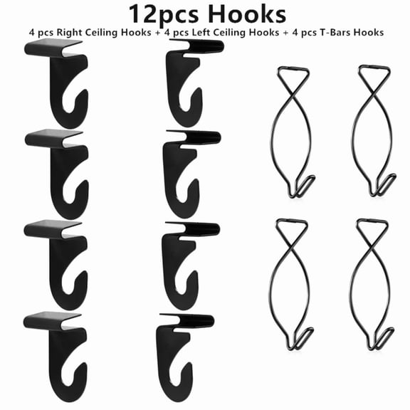 12pcs Drop Ceiling Hooks for Hanging,Right and Left Ceiling Hooks and T-Bars Ceiling Hook Suspended Grid Clips for Classrooms, Office, Party, Home and Wedding Decoration