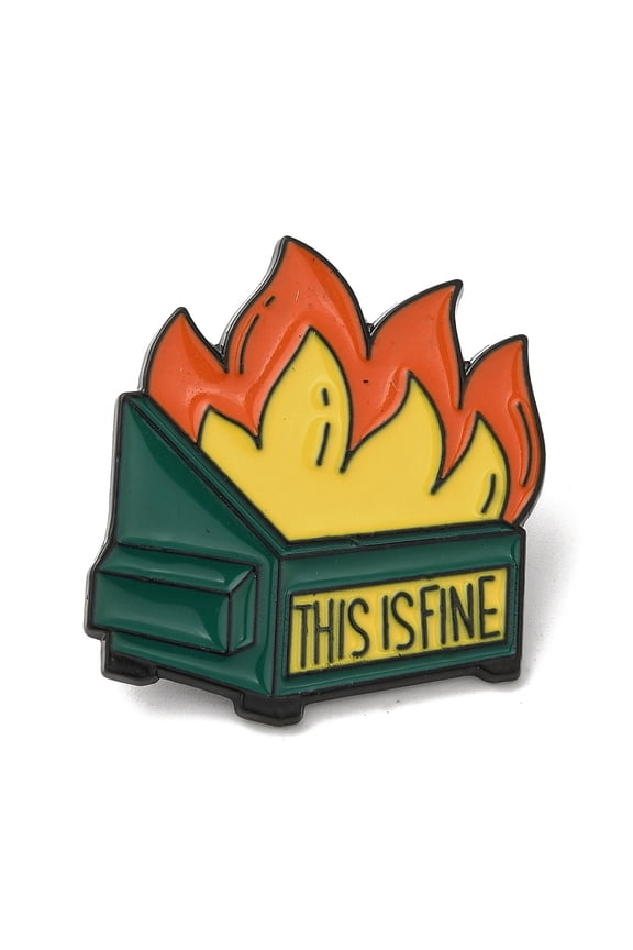 12pcs Dumpster Fire Alloy Brooches This is Fine Enamel Pins for Clothes Backpack Green 29.5x27.5mm for DIY