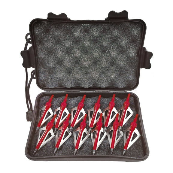 12pcs Durable Broadheads 100/125 Grain 3 Fixed Blade Arrow- Points Tips for Compound Recurve Bow-