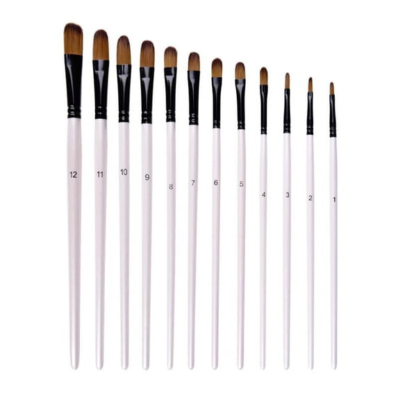 12pcs Durable Paint Brushes Set,Round/Flat Pointed Tip Paintbrushes Nylon Hair Paint Brushes for Acrylic Oil Watercolor