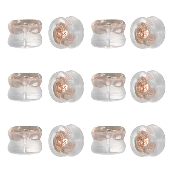 Uxcell 12Pcs Earring Backs, Silicone Clear Earring Backs Replacement Kit, Rose Gold