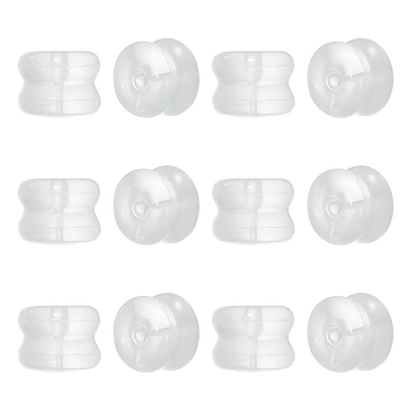 12pcs Earring Backs, Silicone Clear Earring Backs Replacements Making Kit Locking Secure Earrings Back for Studs Droopy Earrings for Women Men, Clear