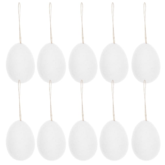 FOLOYORI White Foam Hanging Easter Eggs Decorations for Spring Celebrations, 12 Pieces Easter Party Supplies