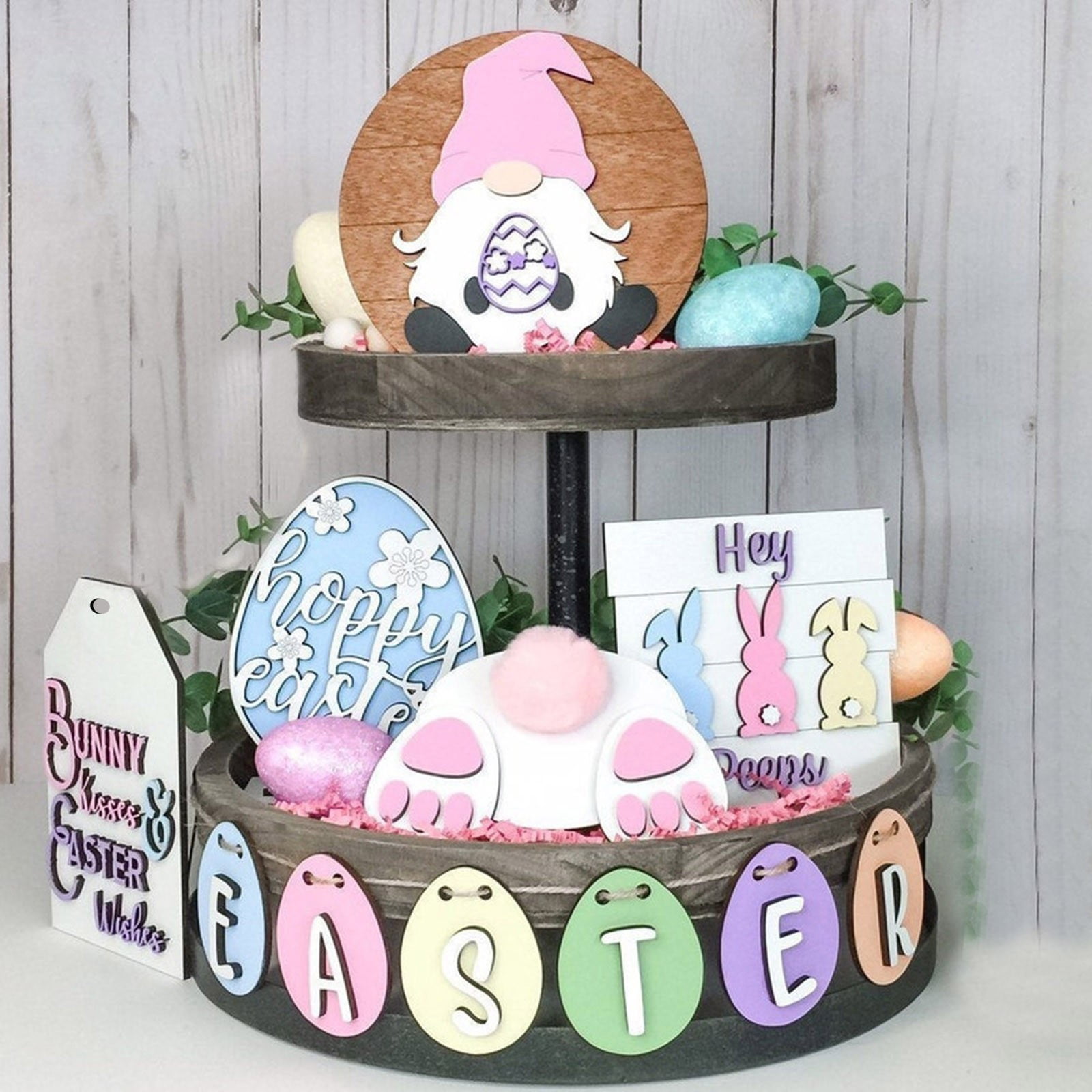 12pcs Easter Tiered Tray Decorations Set Tray Ornament Decorative