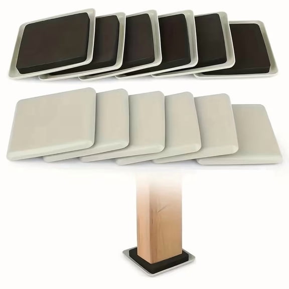 12pcs Easy-Install Square Furniture Slides for Hardwood Floors - Protect Your Floors While Moving Furniture Smoothly