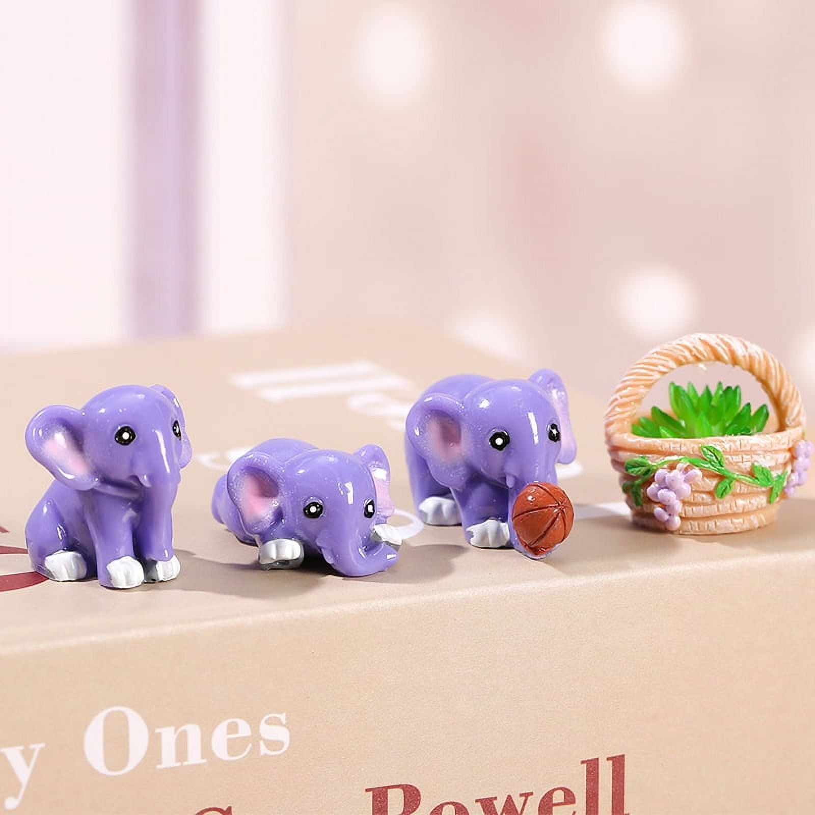 12pcs Elephant Figurines Small Elephant Statue Micro Landscape Home
