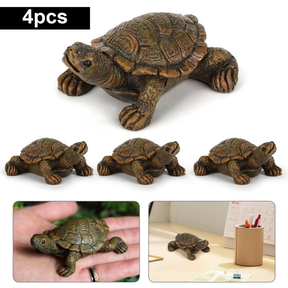 4pcs Garden Turtle Statues, TSV Resin Tortoise Figurines Outdoor Decor for Yard & Patio