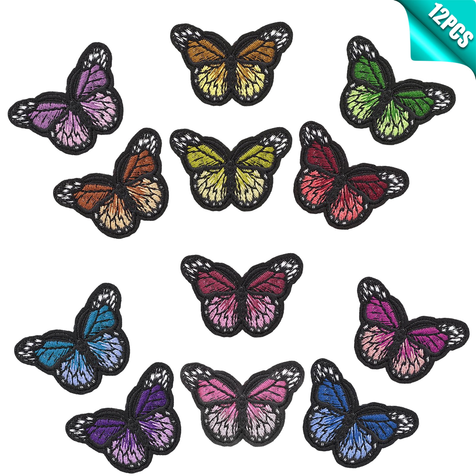 23pcs Butterfly Iron on Patches Pink, PAGOW Multiple Shapes Butterfly Embroidered Iron on Patches, Iron Sew on Embroidered Applique Decoration