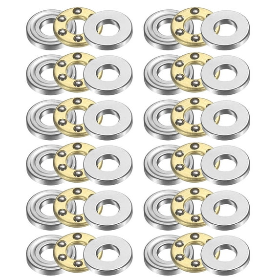 12pcs F2.5-6M Thrust Ball Bearings, 2.5mm x 6mm x 3mm Miniature Thrust Bearing with Washers Chrome Steel Single Direction for Conveyor Systems Machine Tools