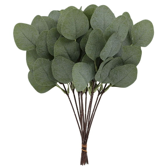 12pcs Realistic Artificial Eucalyptus Stems for Home Vase Decor with Green Leaves Plastic Material