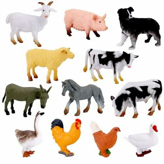 12pcs Farm Animal Toys,Realistic Mini Barn Animals Figures Educational Cake Toppers Christmas Birthday Easter Rewards for Kids Toddlers Party Supplies & Preschool Play
