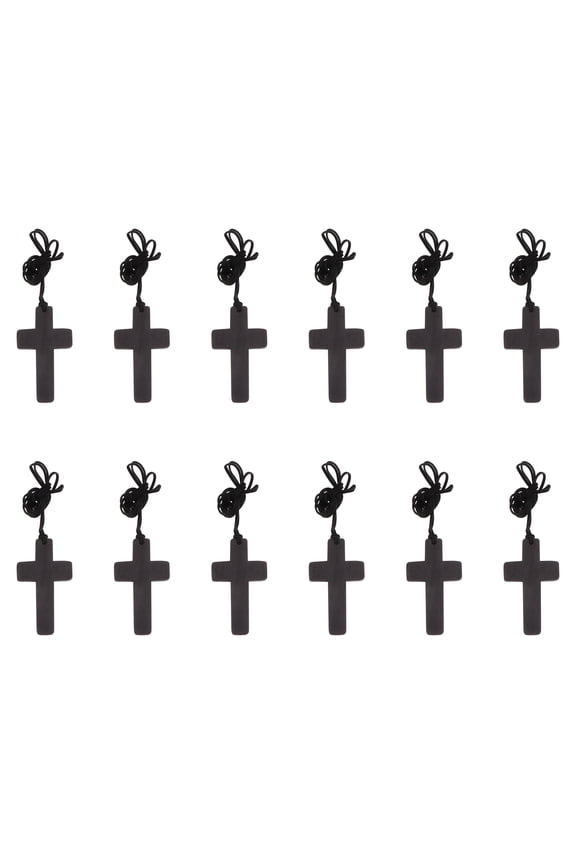 12Pcs Natural Wood Cross Pendant Necklace Creative Fashion Choker for Casual and Festive Use
