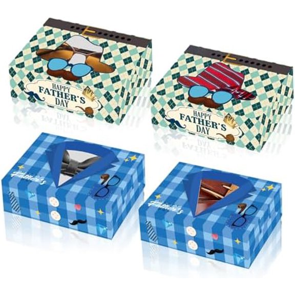 12pcs Fathers Day Gift Boxes for Dad Happy Father's Day Candy Gift Wrap for Men Papa Grandpa Father's Day Party Supplies for Dad Birthday Theme Party,Anniversary Decorations,Blue and Green