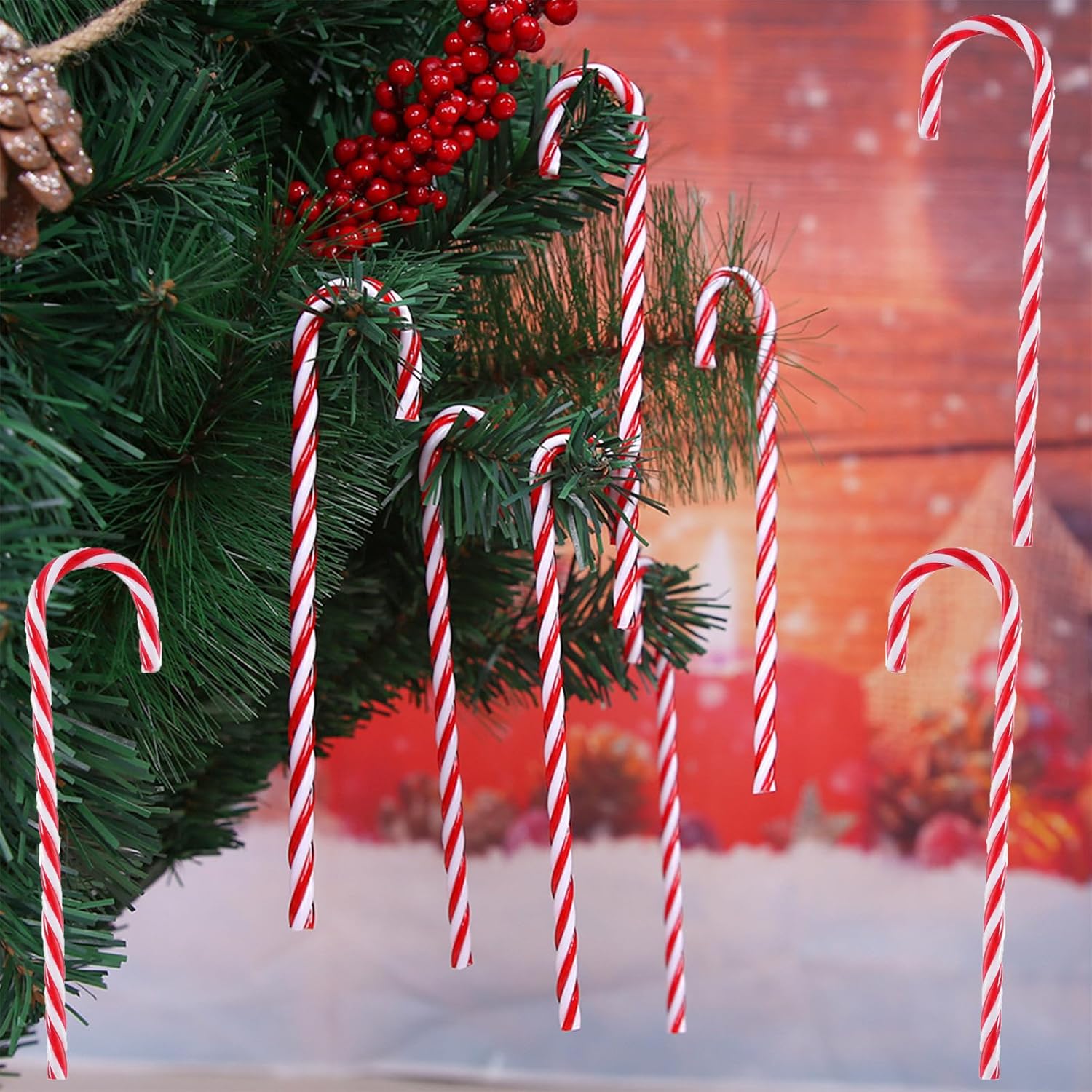 12pcs Faux Candy Cane Red White Candy Canes Candy Cane Christmas