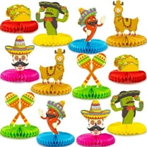 12pcs Fiesta Mexican Party Table Decorations - Colorful Paper Honeycomb Centerpieces with Traditional Mexican Elements for Taco Themed Birthdays and Celebrations, Mexican Party Decorations