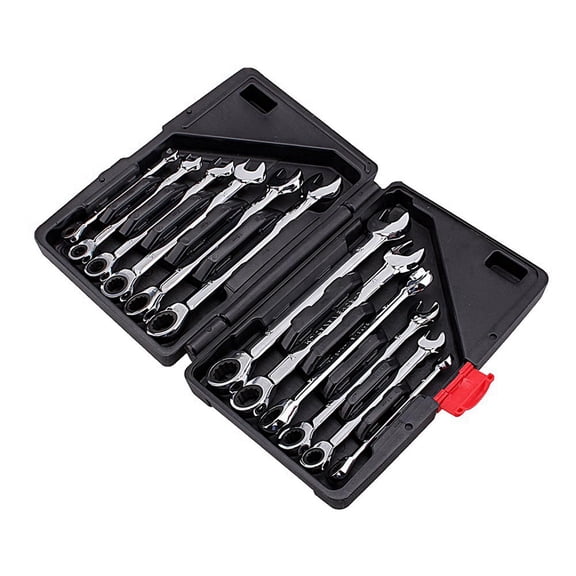 12pcs Fixed Spanners Ratchet Wrench Hand Tool Set Kit 8-19mm
