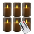 thumbnail image 1 of 6Pack Glass Flickering Flameless Candles with Remote, 2"X3" Real Wax Votive Candles Battery Operated, Small Electric LED Candles for Wedding Home Decor, w/4 Timers+2 Lighting Modes [Gray], 1 of 10
