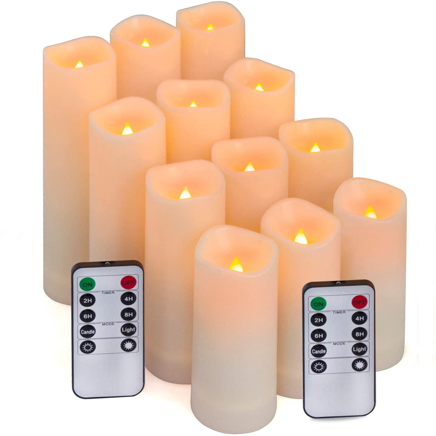 12pcs Flameless LED Candles Battery Operated with 10-Key Remote Timer ...