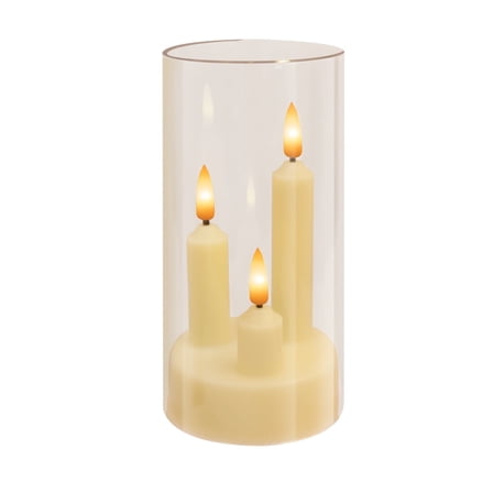 Debonair Flameless 3 Wicks LED Candles Set of 1 Acrylic Glass Pillars Battery Operated Flickering Candles for Home Decor Wedding Festival Cafe Restaurant Decor（5.9" x 2.7"）