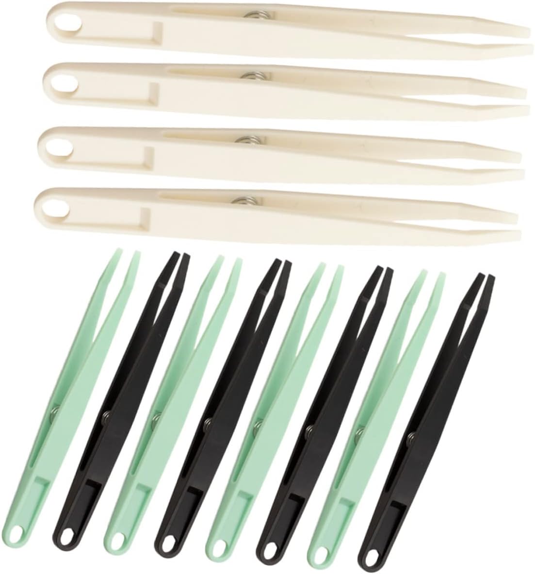 12pcs Flat Head Tweezers Lash Stickers Plastic Tweezers Handmade