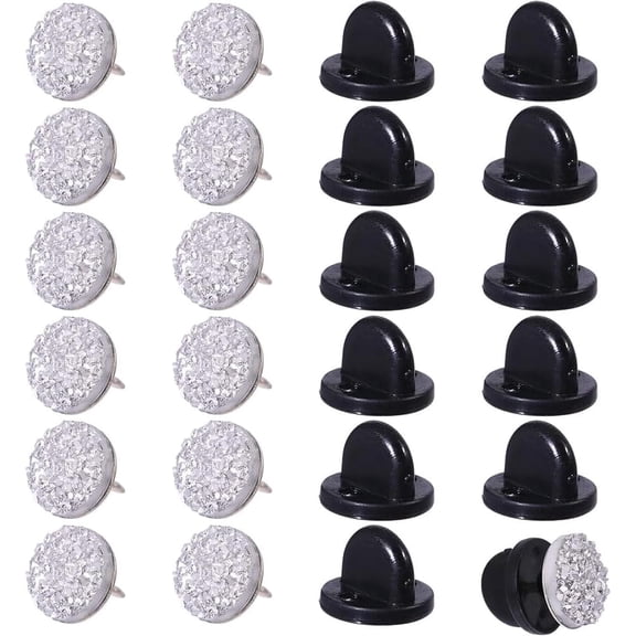 12pcs Flat Round Resin Brooches with Platinum Brass Pin Platinum 12mm