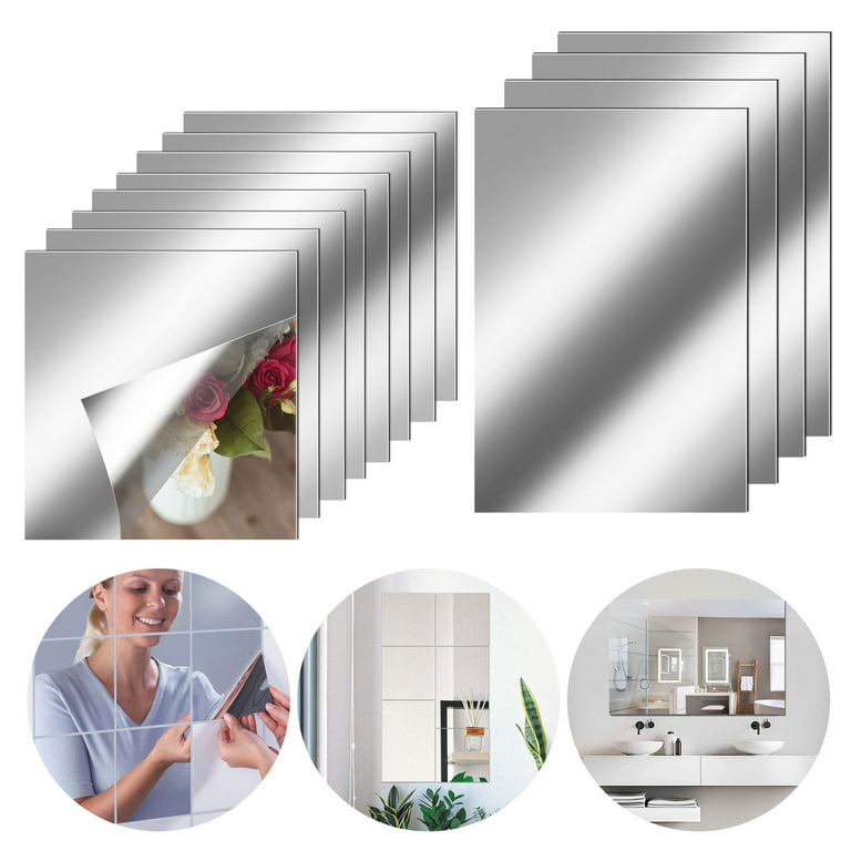  Mirror Paper Self Adhesive, Cuttable Mirror Sheets, Flexible  Mirror Stickers, Mirror Reflection Paper, for Wall Bedroom Bathroom Living  Room Decor (Soft Mirror Without Glass) : Home & Kitchen