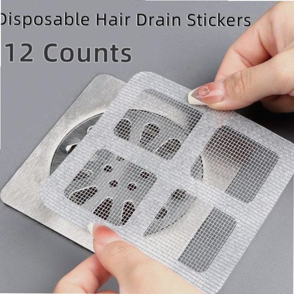 12pcs Floor Drain Filters, disposable hair stoppers for bathroom, laundry, bathtub, kitchen sink. Portable & easy to use.