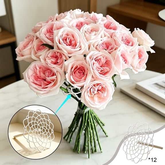 12pcs Flower Arrangement Holder,Flower Arranging Grid,Vase Buddy,Flower Frog,Flower Arrangement Spiraled Helper Handheld Bouquet Stems Holders Tool