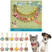 12pcs Flower Beads Pet Collar Bells Enamel Sakura Bell Charms Cat Dog Collar Pendants with Lobster Clasps Clip-on Charms for Bag Keychain DIY Pet Bell Necklace Crafts Making Home Decor