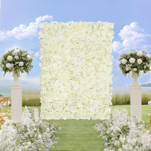 12pcs Flower Wall Panel Backdrop 3.5x4.6ft 3D Artificial Flower Wall Hydrangea Flower Backdrop Floral Background for Wedding Party Birthday Home Photo Decor Y101
