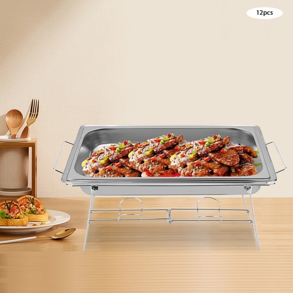 12pcs Foldable Chafing?Wire Racks Full Size Catering Buffet Stand Serving Tray