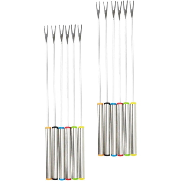 12pcs Fondue Forks Stainless Steel 9.43 Inch Cheese and Fruit Dipping Set
