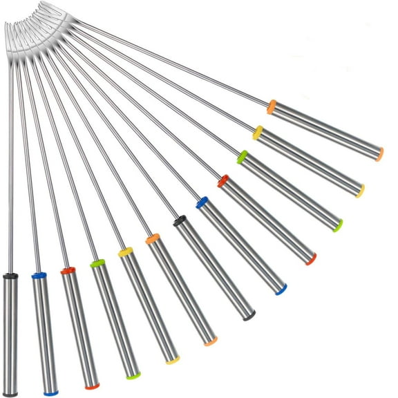 12pcs Fondue Sticks, Stainless Steel Fondue Forks with Heat Resistant Handle for Roast Meat Chocolate Dessert Cheese Marshmallows