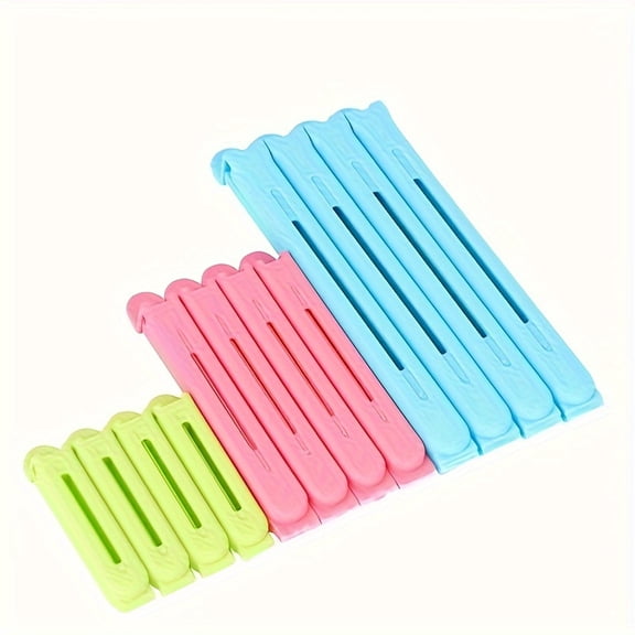 12pcs Food Bag Chip Clips, Food And Snack Bag Seal Clips, Bread Clips, Snack Keepers (2.76", 4.33", 6.3"), For Plastic Bag, Garbage Bag And Produce Bag, Kitchen Supplies