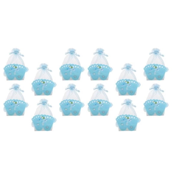 12pcs Footprint Box Gift Bags Sweet Candy Present Boxes Baby Shower Party Supply - Blue