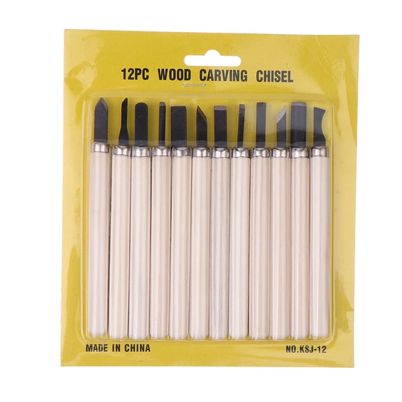 12pcs For Basic Cutting & Detailed Woodworking DIY Hand Tools Gouges Knife Kit Wood Carving Chisels Set